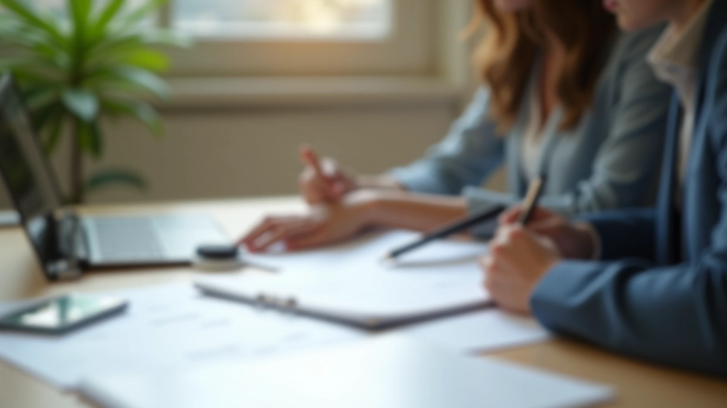 Career assessment and planning documents on professional workspace